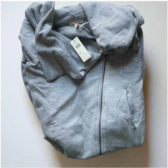 Anthropologie Moto Full Zip Sweatshirt Jacket Womens XS Extra Small Gray Stretch - Picture 4 of 7